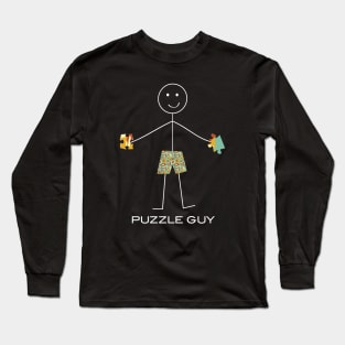 Funny Mens Jigsaw Puzzle Design Long Sleeve T-Shirt